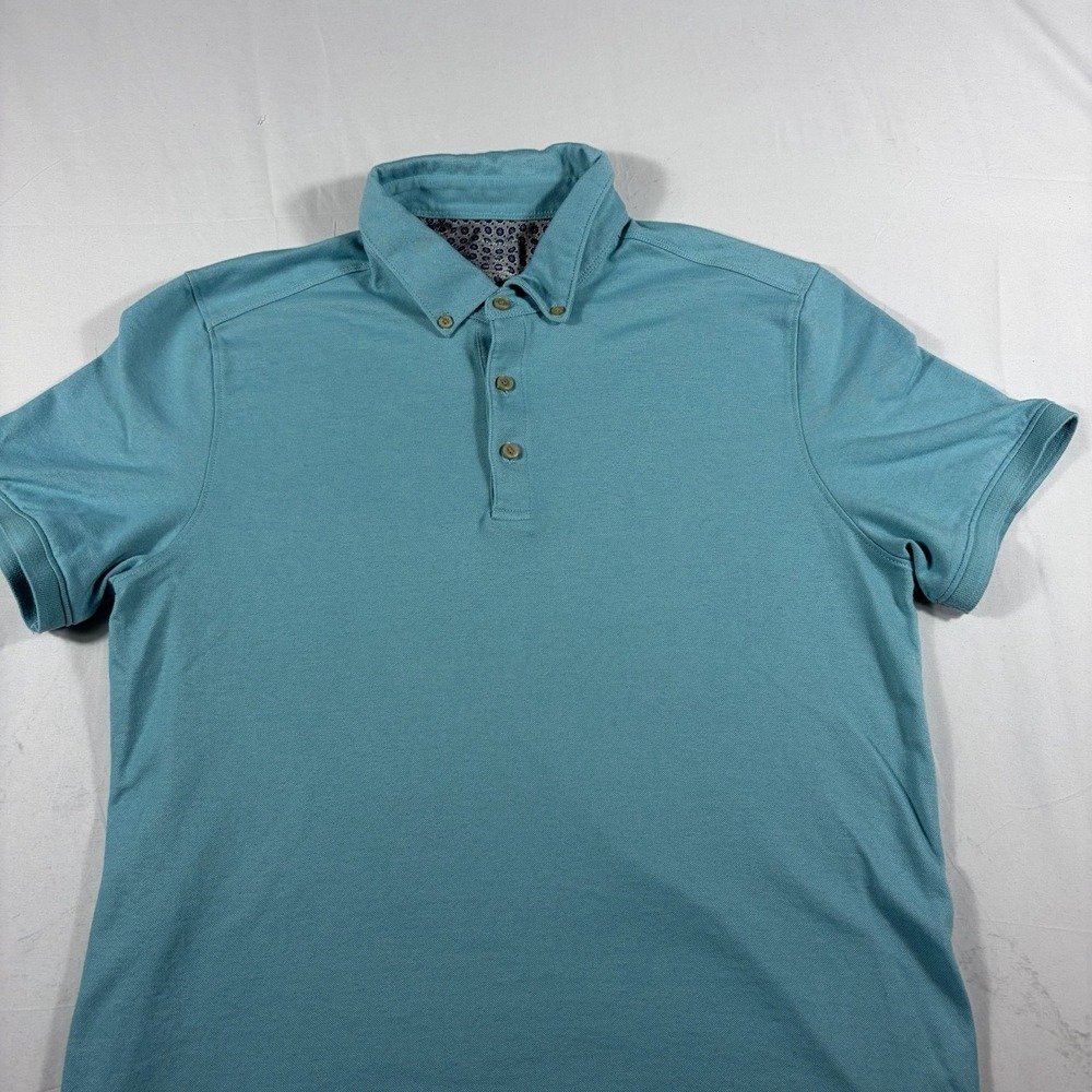 Van Heusen Mens Slim Fit Polo Shirt Large Blue Button Down Cotton Blend